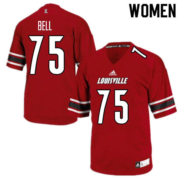Women #75 Robbie Bell Louisville Cardinals College Football Jerseys Sale-Red - Click Image to Close